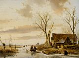 A Winter Landscape with Skaters on a Frozen River
